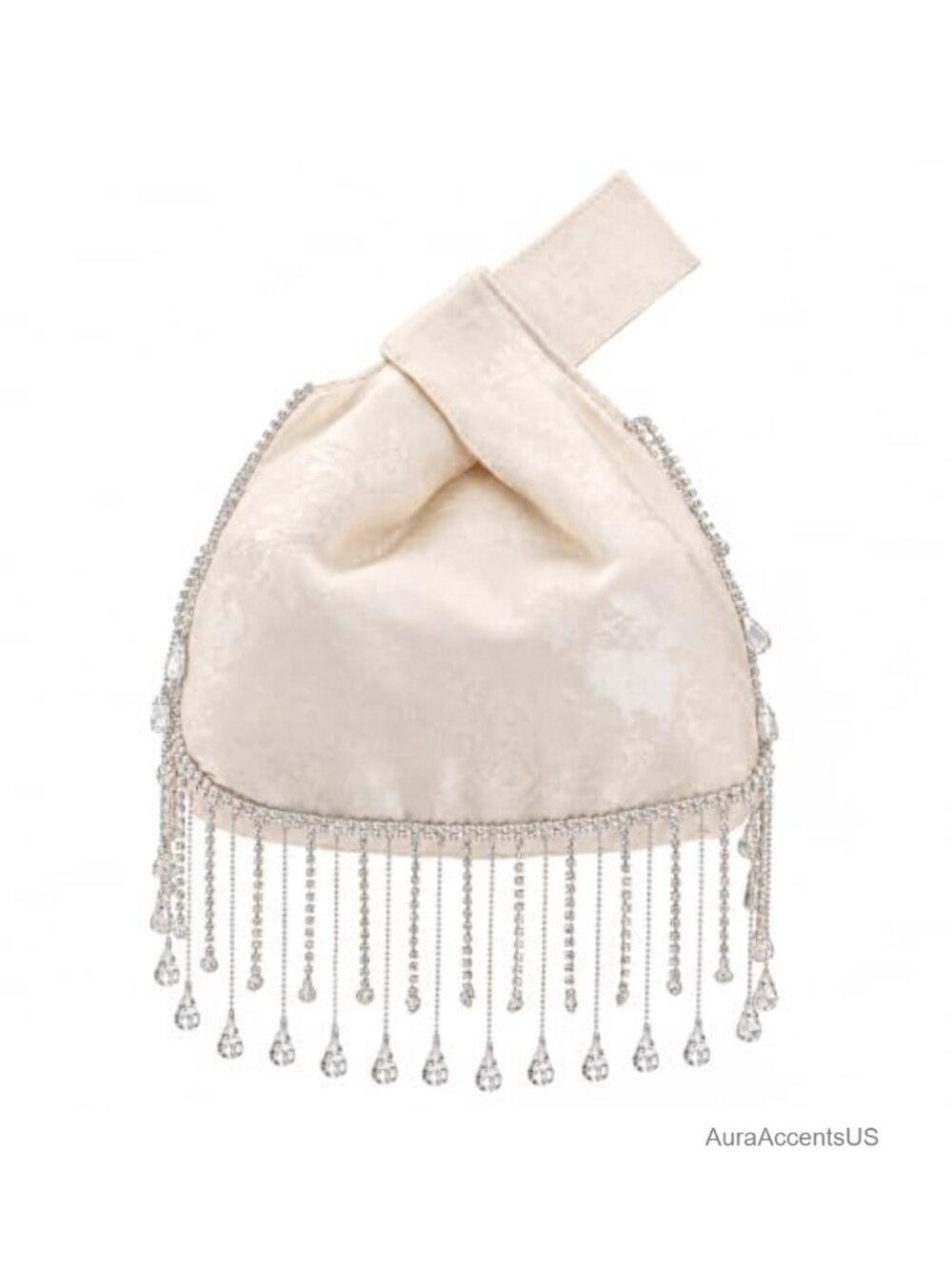 Satin Evening Clutch with Rhinestone Chains
